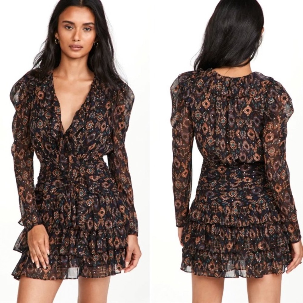 Ulla Johnson Esila Dress Size 0 Ikat Chiffon Mini Dress - Picture 4 of 13